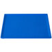 A blue rectangular cast aluminum tray with a white speckled border.