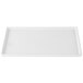 A white rectangular cast aluminum Tablecraft cooling platter.