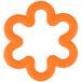 An orange plastic Wilton flower shaped cookie cutter.