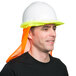 A man wearing a Cordova orange high visibility neck shade over a hard hat.
