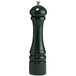 A Chef Specialties forest green pepper mill with a metal handle.