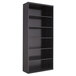 A Tennsco black metal bookcase with six shelves.