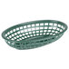 Tablecraft 1074FG 9 1/4" x 6" x 1 3/4" Forest Green Classic Oval Plastic Basket - 12/Pack Main Thumbnail 2