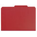A red Smead SafeSHIELD legal size classification folder.