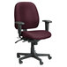 A burgundy Eurotech office chair with arms and black wheels.
