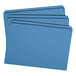 A group of Smead blue file folders with white labels.