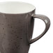 A Schonwald dark gray porcelain mug with brown speckles.