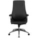 A Flash Furniture black leather office chair with a chrome base and wheels.