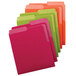 A row of Smead Organized Up heavy weight letter size vertical file folders in assorted bright colors.