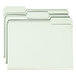 A group of Smead letter size file folders with 2" expansion and 1/3 cut assorted tabs in gray and green.