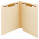 A Smead Shelf-Master file folder with two brown fasteners on a manila end tab.