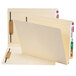 Two Smead Shelf-Master letter size folders with end tabs and fasteners with black pegs on a white background.