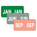 A Smead rectangular label with white text for each month of the year.