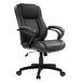 A Eurotech Pembroke black leather office chair with wheels and arms.