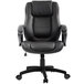 A Eurotech black leather office chair with armrests and wheels.