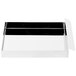 A silver and black rectangular tray with a white and black drawer.