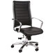 A Eurotech Europa black leather high back office chair with chrome base and wheels.