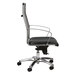 A Eurotech Europa black leather high back office chair with chrome base and wheels.