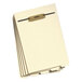 A stack of white Smead end tab folders with a gold tab.