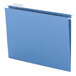 A blue file folder with white tabs.
