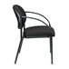 A Eurotech Dakota black curved arm chair with a metal frame.