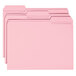 Smead pink file folders with reinforced 1/3 cut tabs.