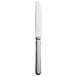 A Libbey stainless steel dessert knife with a pinched silver handle.