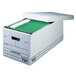 A white box with green Smead hanging file folders inside.