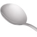 A World Tableware stainless steel bouillon spoon with a silver handle.