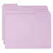A group of lavender Smead file folders with 1/3 cut tabs.