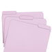 Three lavender Smead file folders with 1/3 cut tabs.
