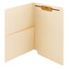 A Smead Manila file folder with 2 fasteners and a pocket.