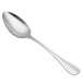 A close-up of a Libbey stainless steel serving spoon with a silver handle.