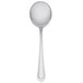 A silver spoon with a black top on a white background.