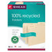 A box of Smead 100% recycled file folders with 1/3 cut tabs.