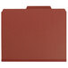 A red Smead classification folder with a white tab.