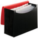 A clear Smead file folder with black and red plastic dividers.