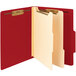 A red Smead classification folder with two dividers.