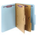 A Smead blue and brown SafeSHIELD classification folder.