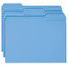 Three Smead blue file folders with 1/3 cut tabs.
