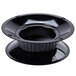A black round melamine pedestal with a hole on top.