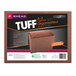 A brown box with black lines and the word "tuff" containing Smead redrope folders with A-Z indexing.