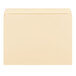 A close up of a Smead manila file folder with a straight cut tab.