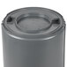 A gray plastic Continental round trash can with a gray lid.