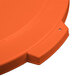 An orange plastic lid with a handle for a Carlisle Bronco trash can.