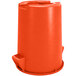 An orange Carlisle Bronco 32 gallon plastic trash can with a lid.