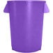 A purple plastic trash can with two handles.