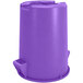 A Carlisle purple trash can with a lid.