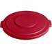 A red plastic lid for a Carlisle Bronco trash can.