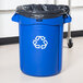 Rubbermaid FG263273BLUE BRUTE 32 Gallon Blue Round Recycling Can Main Thumbnail 3